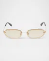 Off-white Miami Metal Oval Sunglasses In 766e Gold Gradient Brown