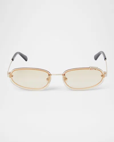 Off-white Miami Metal Oval Sunglasses In 766e Gold Gradient Brown