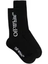 Off-white Big Logo Cotton Blend Mid Length Socks In Black