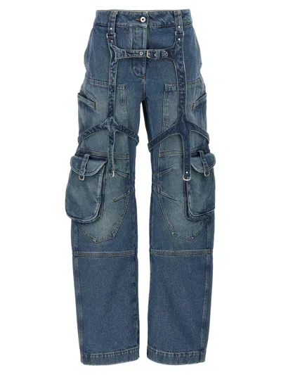 OFF-WHITE MID-RISE WIDE LEG JEANS