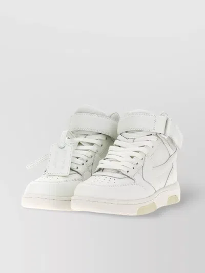 Off-white Mid Top Lea Sneakers With Perforated Toe In White