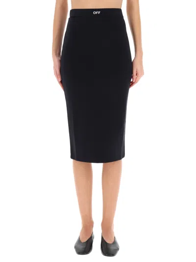 Off-white Black Pencil Skirt With Off Logo