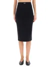 Off-white Fitted Midi Skirt In Stretch Technical Fabric With Front Logo Detail In Black