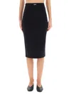 Off-white Fitted Midi Skirt In Stretch Technical Fabric With Front Logo Detail In Black