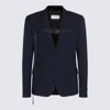 OFF-WHITE OFF-WHITE MIDNIGHT BLUE VISCOSE-WOOL BLEND BLAZER