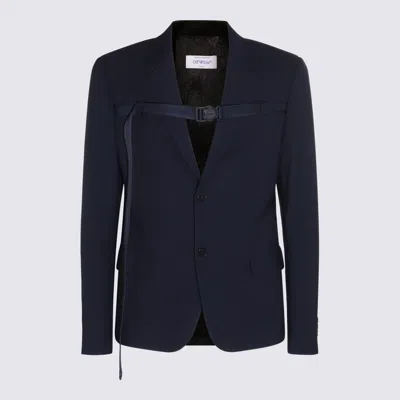 Off-white Midnight Blue Viscose-wool Blend Blazer In Sierra Leone