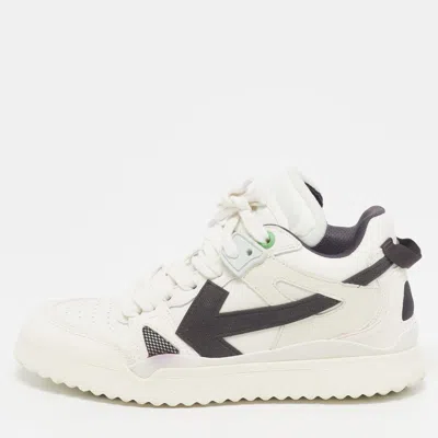 Pre-owned Off-white Midtop Sponge Size 42 White Leather Lace Up Sneakers