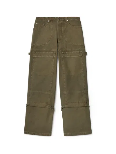 OFF-WHITE MILITARY GREEN CANVAS CARPENTER PANTS