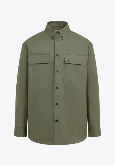 Off-white Logo-embroidered Shirt Jacket In Beige