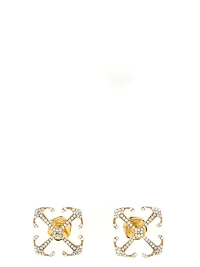 Off-white Mini Arrow Embellished Earrings In Gold