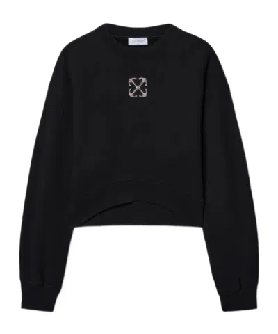 OFF-WHITE OFF-WHITE LOGO EMBELLISHED CROPPED SWEATSHIRT