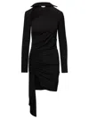 Off-white Mini Asymmetric Black Dress With Cut-out And Ruffle Detail In Viscose Stretch Woman