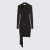 Off-white Mini Asymmetric Black Dress With Cut-out And Ruffle Detail In Viscose Stretch Woman