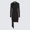 Off-white Mini Asymmetric Black Dress With Cut-out And Ruffle Detail In Viscose Stretch Woman