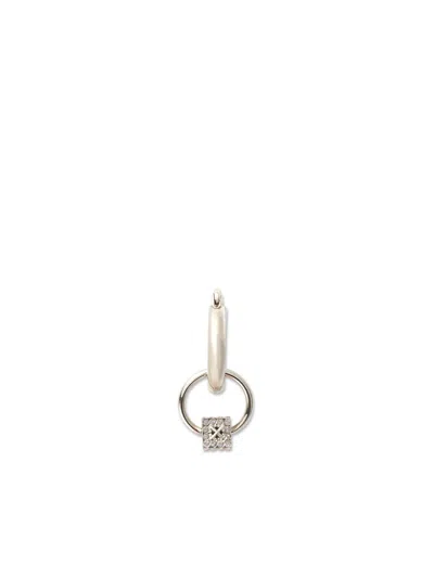 Off-white Mini Dice Single Hoop Earring In Silver