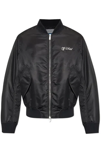 Off-white Minimalist Black Jacket With Modern Silhouette And Zipper Closure In Multi