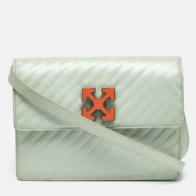 Pre-owned Off-white Mint Green Diagonal Quilted Leather Jitney 2.0 Shoulder Bag