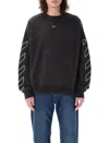 Off-white Felpa Oversize In Cotone Ardesia Uomo In Black