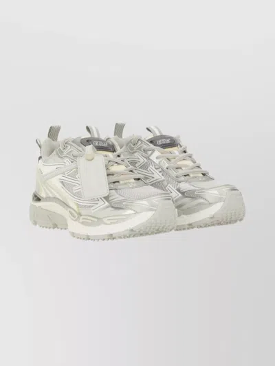 Off-white Modern Sneakers With Textured Sole And Mesh In White