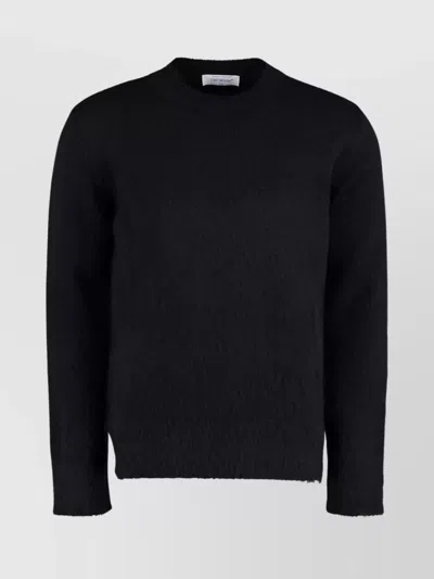 OFF-WHITE MOHAIR BLEND CREW NECK SWEATER WITH GRAPHIC BACK