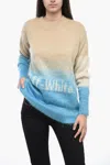 Off-white Mohair Blend Helvetica Degradè Pullover In Beige