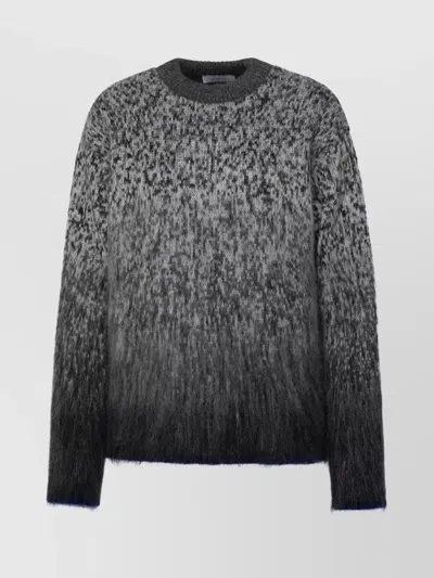 Off-white Mohair Crew Neck Sweater With Graphic Detail In Black