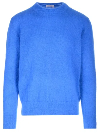 Off-white Mohair Knit Sweater In Dark Blue