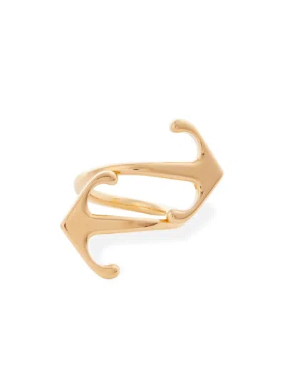 Off-white Mono Arrow Logo Ring In Gold