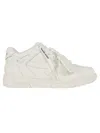 Off-white Monochromatic Leather Sneakers With Textured Sole In White