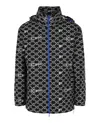 Off-white Monogram Print Hooded Windbreaker In Black