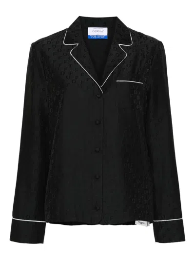 Off-white Black Embroidered Silk Blend Pyjama Shirt