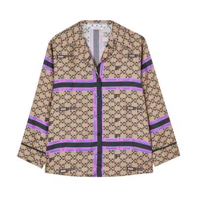 Pre-owned Off-white Monogram Pajama Shirt 'brown' | Women's Size 40