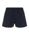 Off-white Swimming Trunks With All-over Logo In Black