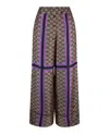 Off-white Women's Monogram Print Silk Wide Leg Pants In Multi