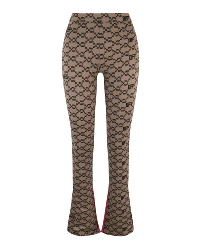 Off-white Monogram Split Leggings In Brown