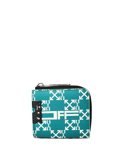 Off-white Monogram Zip Around Wallet In Green