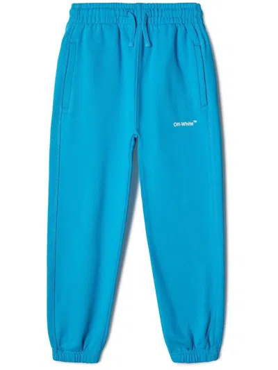 Off-white Kids' Monster Logo-print Track Pants In Blue