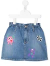 Off-white Girl's Monster Logo Denim Skirt In Blue