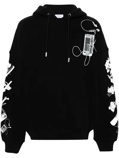 Off-white Moon Arrow Hooded Sweatshirt In Black