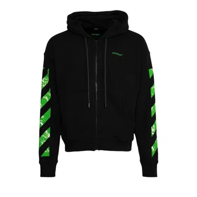 Pre-owned Off-white Moon Cam Arrow Zip Skate Hoodie 'black/green'