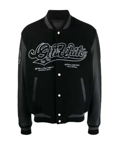 Off-white Moon Embroidered Bomber Jacket In Black