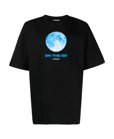 Off-white Moon-print Cotton T-shirt In Black