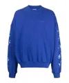 Off-white Moon Tab Cotton Hoodie In Blue