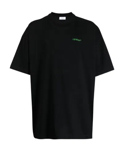 Off-white Moon Tab Cotton T-shirt In Black