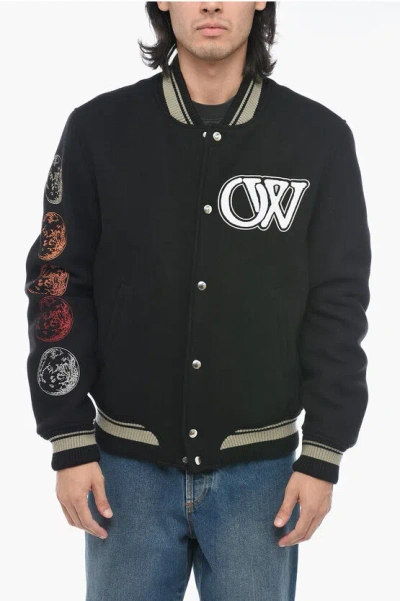 OFF-WHITE MOON VARSITY BOMBER WITH PATCHWORK