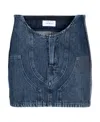 Off-white Low-waist Denim Miniskirt With 3d Detailing In Blue