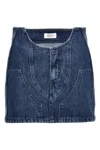 Off-white Low-waist Denim Miniskirt With 3d Detailing