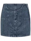Off-white Low-waist Denim Miniskirt With 3d Detailing In Blue