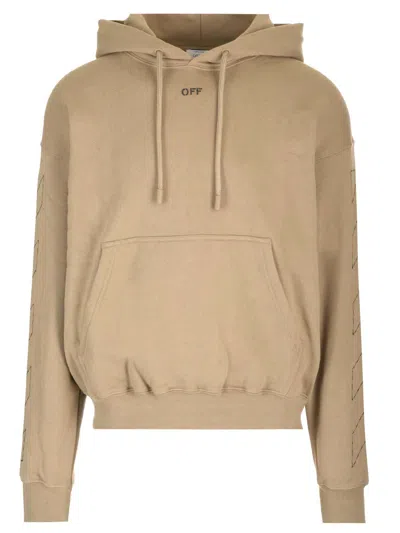 Off-white Off White Off Stitch Skate Hoodie In Beige