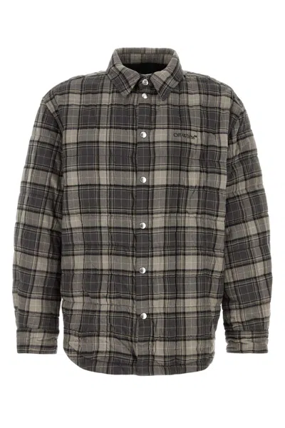 Off-white Off White Embroidered Cotton Shirt In Gray